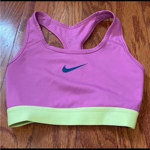 Nike pink and neon yellow XS sports bra